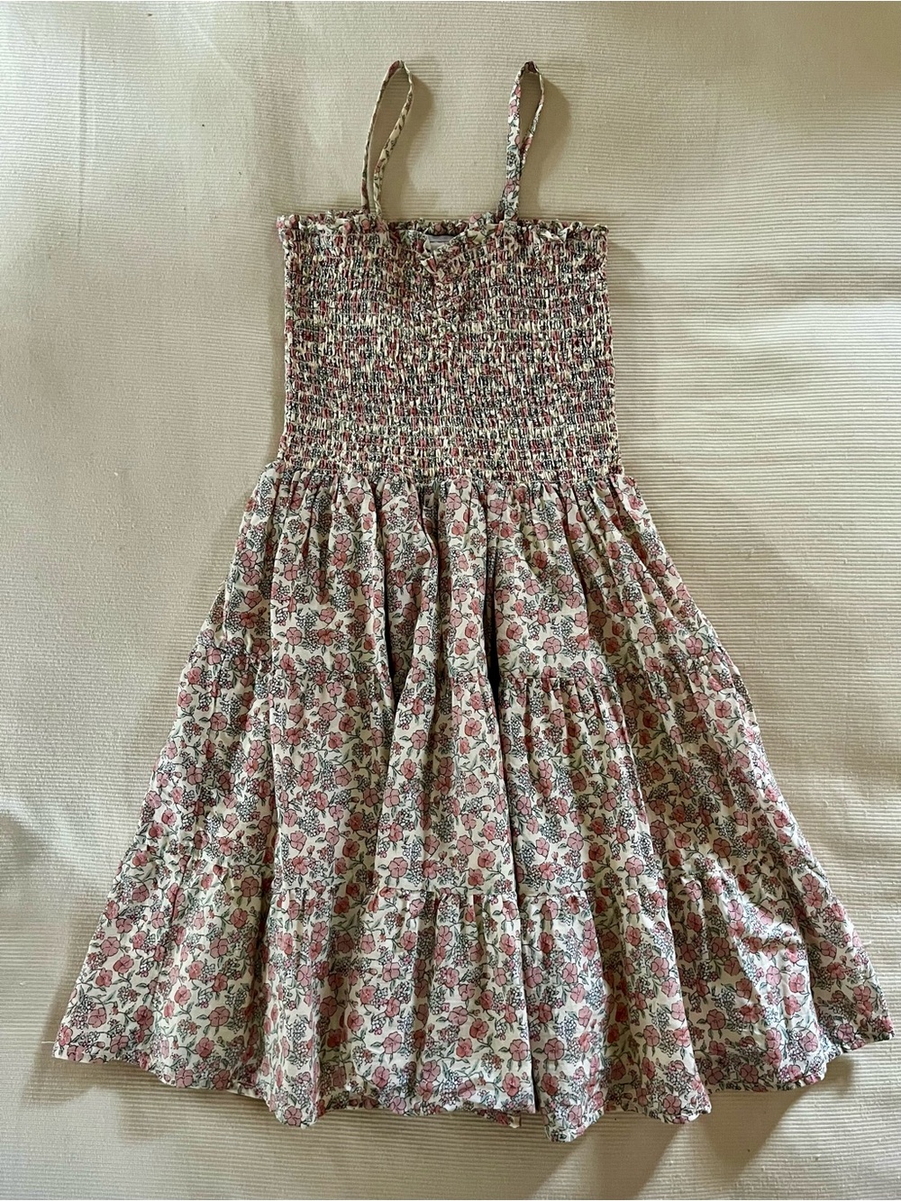 Janie and Jack Smocked Floral Sundress Pink and Cream, Girls size 14